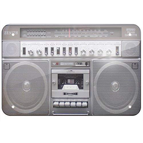 Jacksoney Tin Sign New Aluminum Boombox/Ghettoblaster Speakers Cassette Radio 11.8 x 7.8 Inch