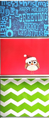 Pinnacle 3 Photo Albums Merry Christmas Owl & Green Zig Zag