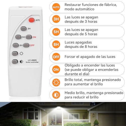 Dopwii Lamparas Solares Exterior 10000mAh, Luces Solares para Exterior Jardin, Panel Solar Bifacial con Absorción de Luz de 360°, Lámpara Solar con 4 Modos de Iluminación y Mando a Distancia(2 Piezas)