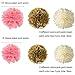 19 Pcs Pink and Gold Tissue Paper Flowers Pom Poms Lanterns and Garland for Baby Shower Party Decoration