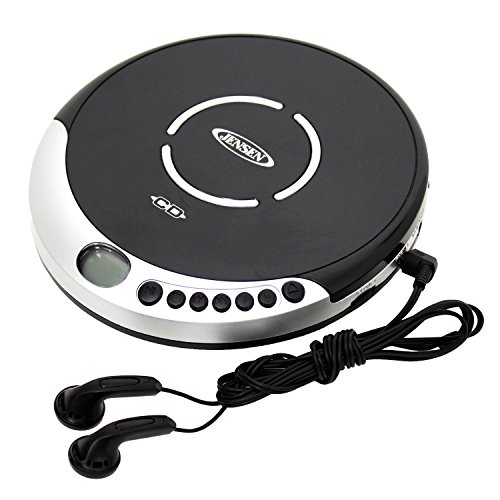 Jaras Limited Edition Jensen Slim Personal CD Player System with LCD Display Bass Boost 60-second Anti Skip CD-R/RW Compatible & Ear-buds Gift Box