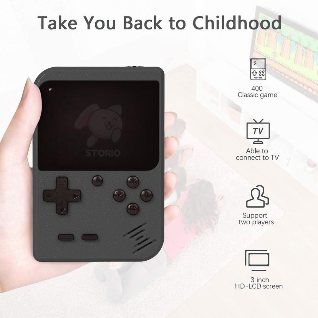Storio Rechargeable Pocket Video Game for Kids 400 in 1 Retro Game Box Console Handheld Game Box with TV Output - Multicolor 4