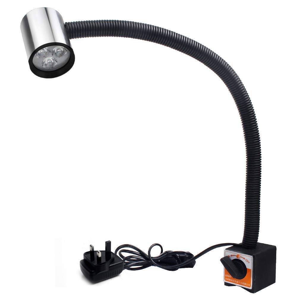 Led Waterproof Work Light 900 Lumen 220V Flexible 20 in Gooseneck Adjustable Strong Magnetic Base for All Machine Tools Workbench Sewing Machine