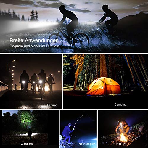 Antimi Fahrradlicht Set Wiederaufladbare, LED Fahrradlichter Fahrradlampe Set Vorne Fahrradbeleuchtung Wasserdicht mit Frontlicht Rücklicht StVZO