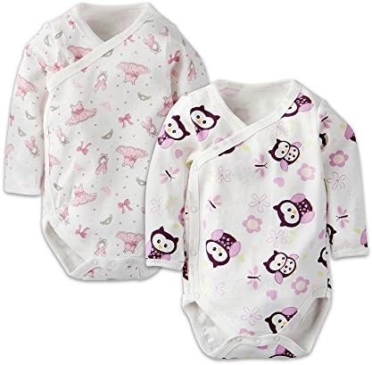 KooKoo House 2-Pack Side Snap Baby Bodysuit (9 Months, Owls &amp; Pointes)