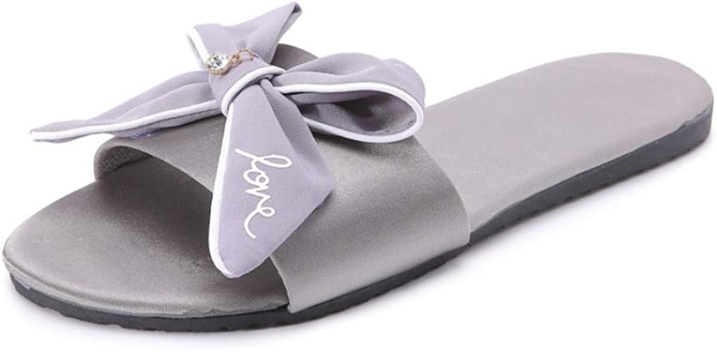 Amazon Wooyoo リボンスリッパ 可愛い レディース サマーシューズ サンダル 室外室内 蝶結び オシャレ カジュアル 幅広い 軽量 フラットシューズ カジュアル 歩きやすい オフィス スリッパ 黒 ピンク グレー スリッパ ルームシューズ