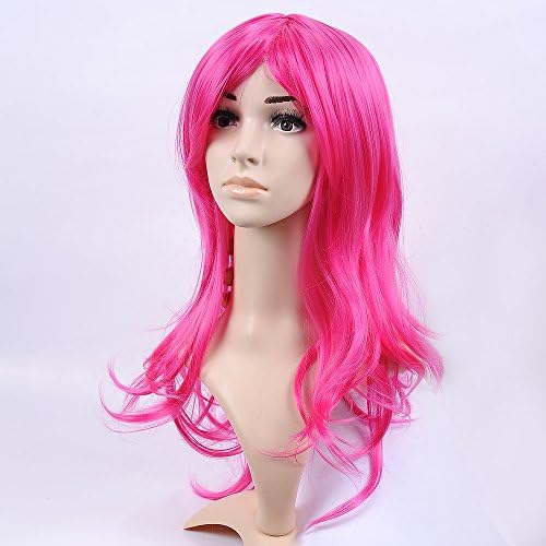 Long Big Wavy Hair Heat Resistant Cosplay Wig (Hot Pink)