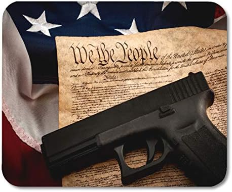 Emvency Mouse Pads The Second Amendment and Gun Control in America Handgun Mouse Pad for notebooks, Desktop Computers mats 9.5" x 7.9" Office Supplies