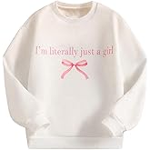 SHENHE Girl's Letter Graphic Pullover Sweatshirts Cute Bow Slogan Crew Neck Loose Casual Top