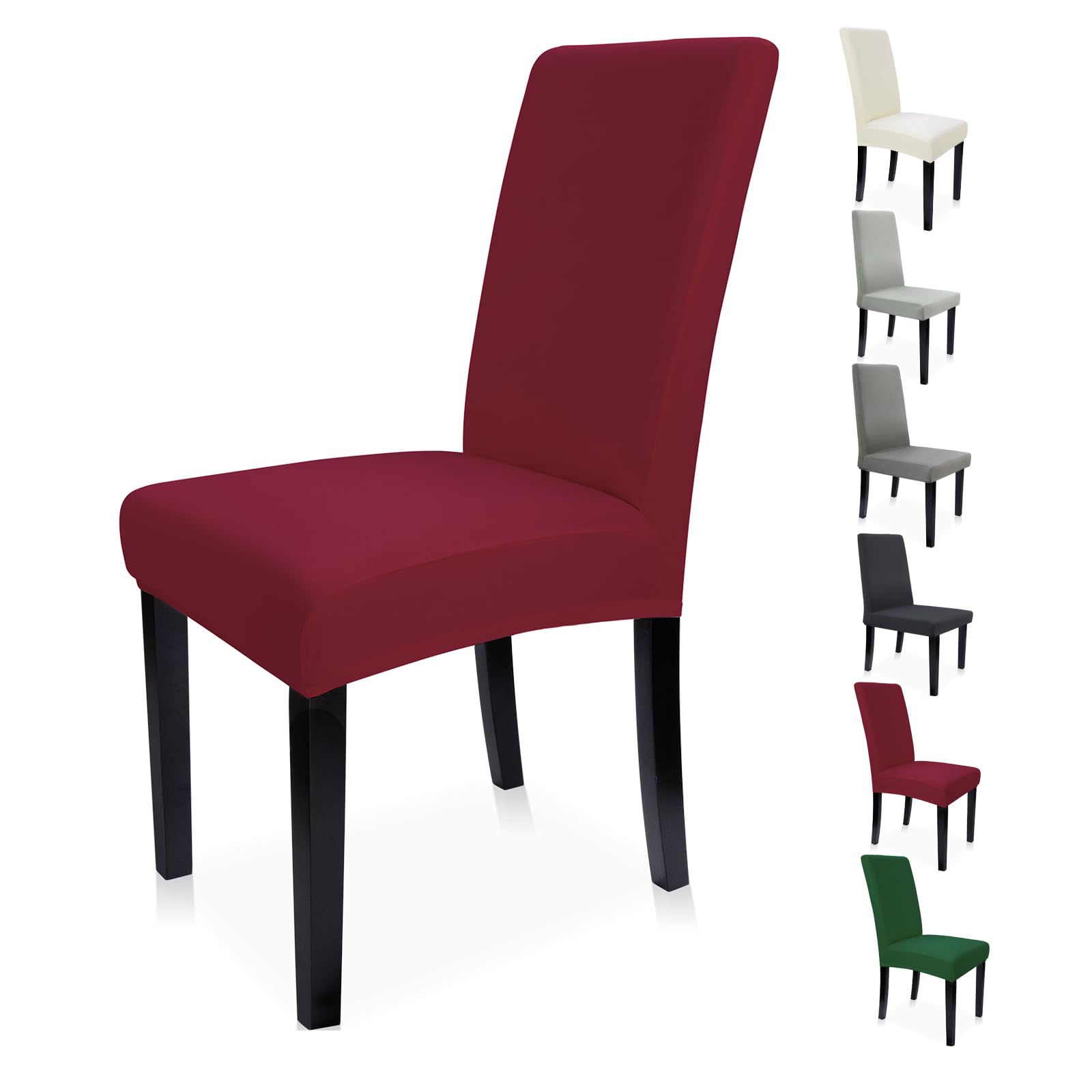 Zindoo Dining Chair Seat Covers, Chair Covers for Dining Chairs 4, Stretch High Back Chair Covers, Spandex Dining Chair Covers for Wedding, Hotel, Restaurant, Banquet, Kitchen (Wine Red)