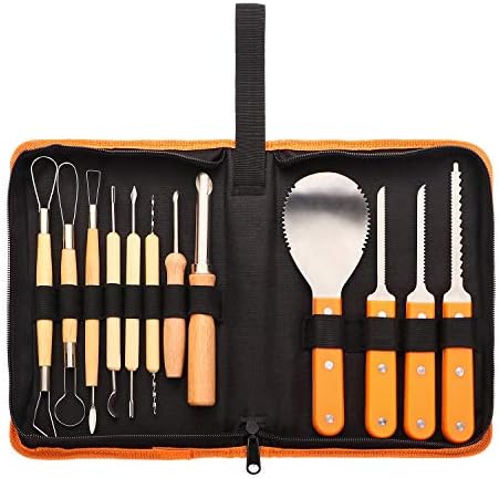 Halloween Pumpkin Carving Tools-12 Piece Set Pumpkin Carving Set Stainless Steel Carving Tools for Easily Carve Halloween-Lanterns Pumpkins.
