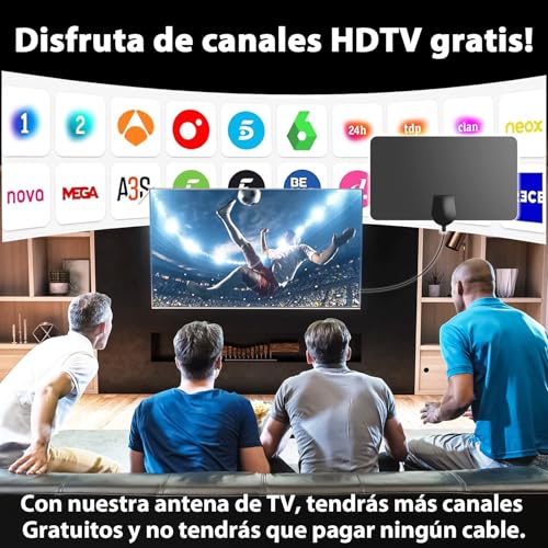 Indoor TV Antenna Panel for Smart TV – Digital HD 4K/Full HD Digital DTT Antenna, Ultra-Thin and Flexible Design, Stable 360° Reception, Compatible with DVB-T2/DVB-T and HDTV, Long Range Signal