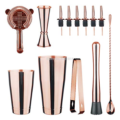 ARTFFEL Langlebiges 13-teiliges Barkeeper-Set, Shaker, Edelstahl, gesund (Farbe: Gold) – Bild 3