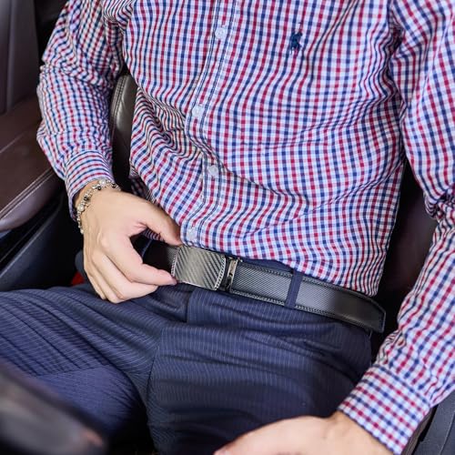 VATAN Men's Adjustable Ratchet Leather Belt with Automatic Buckle - Width - 3.5 cm