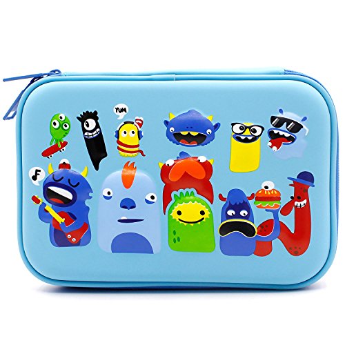 Monsters School Boys Hardtop Pencil Case Holder - Cool Toddlers Kids Pencil Box Pen Bag (Light Blue) - Thumbnail 6