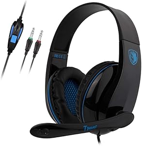 SADES Computer Headset TPOWER Stereo Headphones with Noise Isolating Microphone,Entry-Leve Earphones with 3.5mm Jack for PC Gamers(Only for Devices with Dual Jack of Audio and mic)