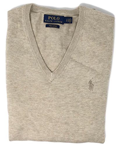Polo ralph lauren mens pima cotton v-neck sweater (natu…
