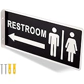 Kichwit Double Sided Metal Restroom Sign, Aluminum Bathroom Sign for Home and Office, 12.1 x 5.5 Inches (1)