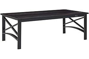 HomeStock Island Oasis Outdoor Metal Coffee Table, Oiled Bronze Finish, 26.5"D x 49.75"W x 17.75"H, Slatted Table Top, Easy Assembly, Sturdy Steel Construction, Modern Lawn or Patio/Porch Coffee Table