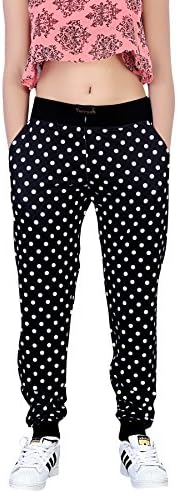 Yuvraah Women's Black Polka Dot Printed Track Pant