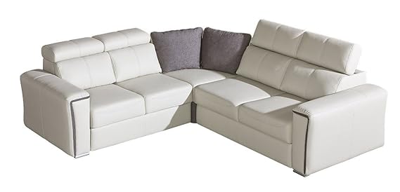 Wohnlandschaft Flunder 06 in weiß mit Bettfunktion und Schublade - 263 x 245 cm (B x T) - Ottomane: Links