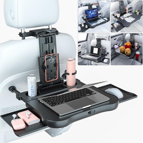 Car Table for Back Seat Passenger, Desk with Drink Holder and Mobile Phone Holder, Multifunctional Dining Table for Children Adults Foldable Adjustable Load Capacity 15-20 kg