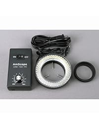 AmScope SM 4TZ 144 Professional trinocular zoom microscopio, WH10 X Oculares estéreo, 3,5 x  90 X Zoom de Ampliación, 0.7 x  4.5 X lente, 144 Bulb Anillo de luz LED, double arm Boom Soporte, 110 V 240 V, incluye 0,5 x y 2.0 x Lente Barlow