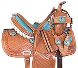 AceRugs 10″ 12″ 13″ Western Show Crystal Barrel Racing Leather Trail Youth Kids Horse Saddle TACK Set Children