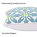 Slow Cow Decorative Cushion Cover Embroidery Turquoise Teal Accent Pattern Throw Pillow Cover Floral, 18x18 Inches