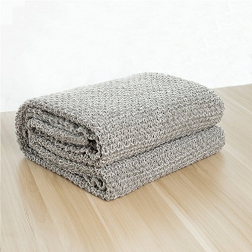 Knitted Throw Blanket Heather Grey for Sofa and Couch, Lightweight, Ultra-Soft Cozy Knit Bed Throws 130x150cm by Bedsure