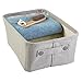 mDesign Soft Cotton Fabric Closet Storage Organizer Bin Basket with Coated Interior and Attached Carrying Handles for Bathroom Vanity, Cabinet, Shelf, Countertop - Wide - Light Gray