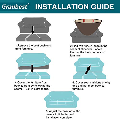 Granbest 4 Piece Premium WaterRepellent Sofa Slipcover for 3 Cushion