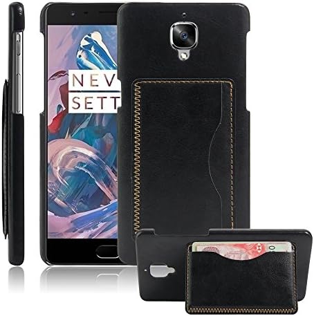 Pacuwi Kickstand Hard Case Cover PU Leather Shockproof Protective Case for OnePlus 3/ 3T (Black)