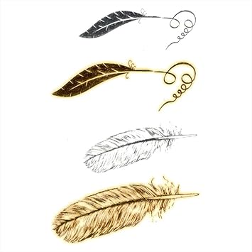 Tatouages Temporaires Plumes Or Et Argent Pour Homme Et