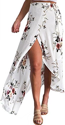 Curlbiuty Women Boho Floral Printed Tie up Beach Maxi Skirt CU0002
