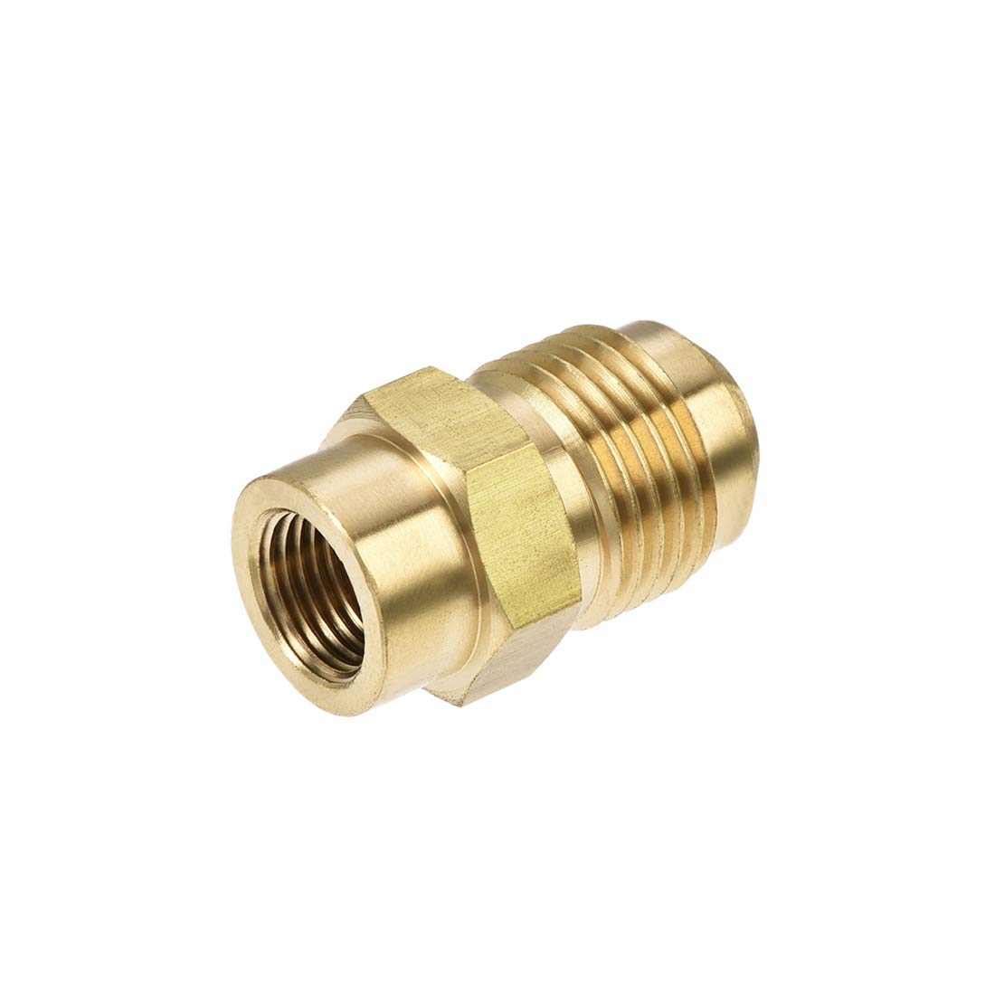 Photo 1 of uxcell Brass Pipe fitting, 5/8"-18UNF Flare Male to 1/8NPT Female Thread, Tubing Adapter Hose Connector, for Air Conditioner Refrigeration