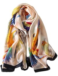 NUWEERIR Womens 100% Large Mulberry Silk Scarf Long Satin Scarf Fashion Lightweight Wraps