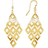 LeCalla Sterling Silver Dangle Earrings for Women | 925 Sterling Silver Long Interlocked Handmade Textured Drop Earring for Women