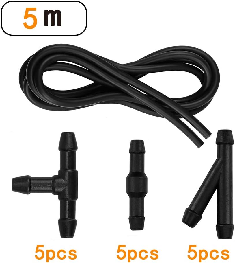 YIXISI 5m Car Windshield Washer Hose Kit, with 15 PCS Hose Connectors (Y I T-Type), Universal Windscreen Washer Hose - Image 3