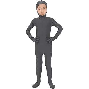 Orange Bodysuit for Kids Halloween Stretch Spandex Zentai Suit Open Face One Piece Unitards Clothes Holiday Party Outfit