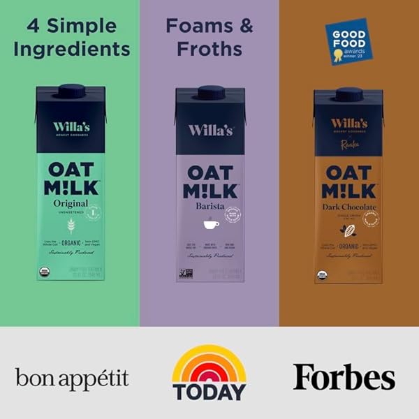 WILLA’S ORGANIC OAT MILK – UNSWEETENED ORIGINAL OATMILK, NON-GMO, SHELF STABLE, LOW SUGAR, NON-DAIRY MILK, MADE FROM WHOLE GRAIN OATS, NO OIL, NO GUMS, 32 OZ – PACK OF 1