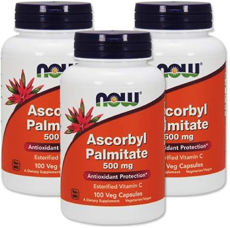Amazon 3個セット パルミチン酸アスコルビル 脂溶性ビタミンｃ 500mg 100粒 海外直送品 Now Foods ビタミンc