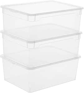 Rotho Clear Juego de 3 cajas de almacenamiento de 10l con ...