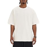 ZUEVI Men's Cotton T-Shirts Fashion Short Sleeve Oversized T Shirts Loose Fit Crew Neck Basic Tees Tops Hip Hop Streetwear