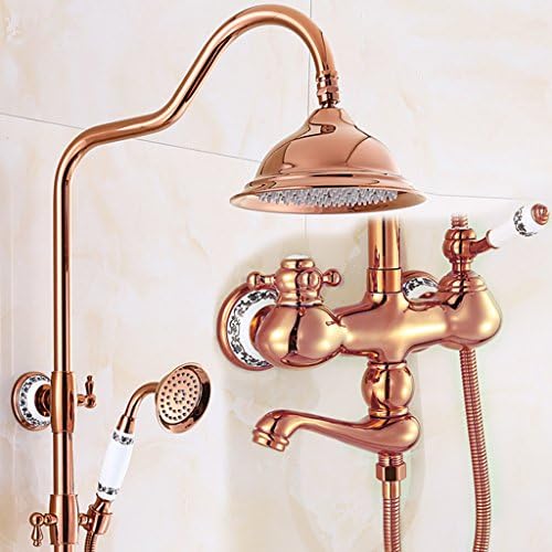 Cqq Bathroom shower Rose gold all-copper shower shower set Bath spigot Shower shower suits Leading suit Take a shower device (Design : B)