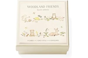 Karen Adams Woodland Friends Gift Card Enclosure Box of 8 Assorted Cards with Envelopes