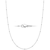 IEFWELL S925 Sterling Silver Chain Necklace for Women - 14K-Real-Gold-Plated Sterling Silver Satellite Bead Chain Choker, 14/16/18/20/22/24 Inch 1.2mm hypoallergenic Jewelry Gifts for Women