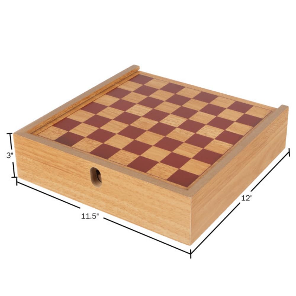 7-in-1 Combo Board Game and Chess Set - with Ludo, Backgammon, Checkers, Chinese Checkers, Dominoes, and Tic-Tac-Toe - by Hey! Play!