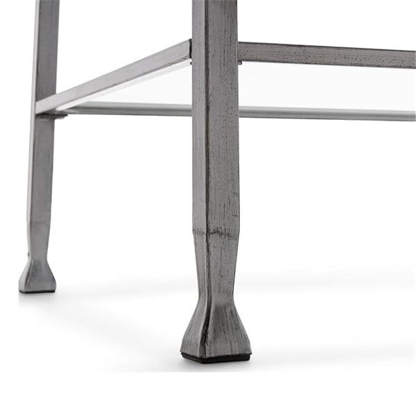 CLICKDECOR MADDOX 2-TIER TEMPERED GLASS COFFEE TABLE WITH METAL FRAME, CONSOLE, LIVING ROOM ACCENT FURNITURE, RECTANGULAR TOP WITH STORAGE SHELF, EASY ASSEMBLY, 48 INCH, SILVER