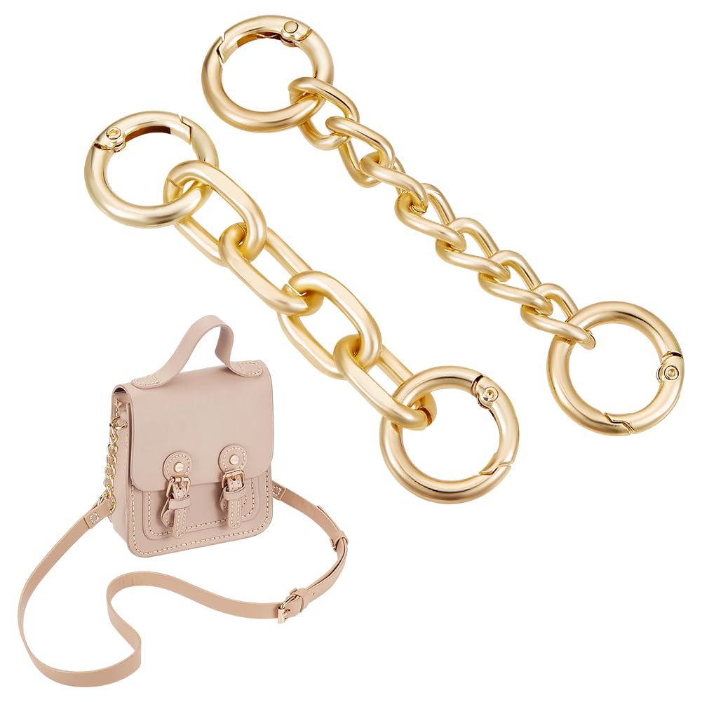 UNICRAFTALE About 4Pcs 9.2~10.3cm 2 Styles Alloy Bag Extender Chains Extender with Spring Gate Rings for Bag Straps Replacement Accessories Golden Handbag Straps Crossbody Bags Purse Clutches Handles